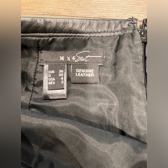 Mango MNG Suit 100% Genuine Leather Mini Skirt Black New without tags Size 4 - Picture 5 of 5